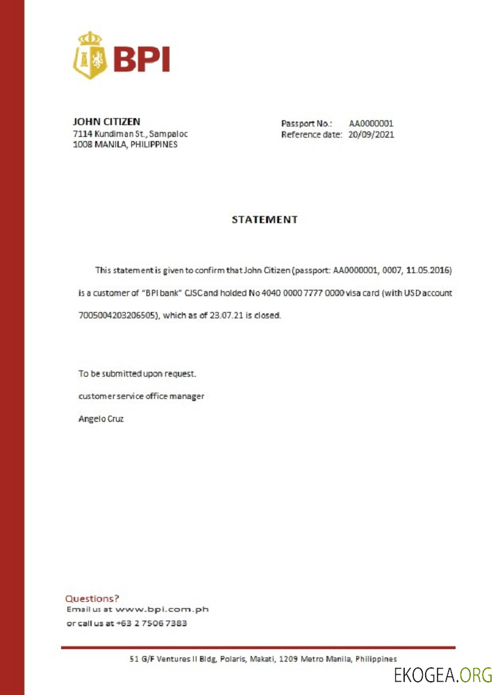 Référence Philippines , BPI , closure